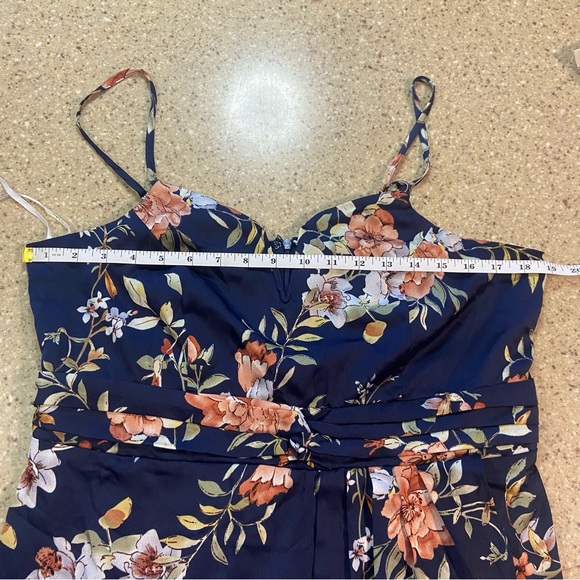 NWOT Lulus My Favorite Day Navy Blue Floral Print Tulip Skirt Midi Dress - Picture 3 of 13